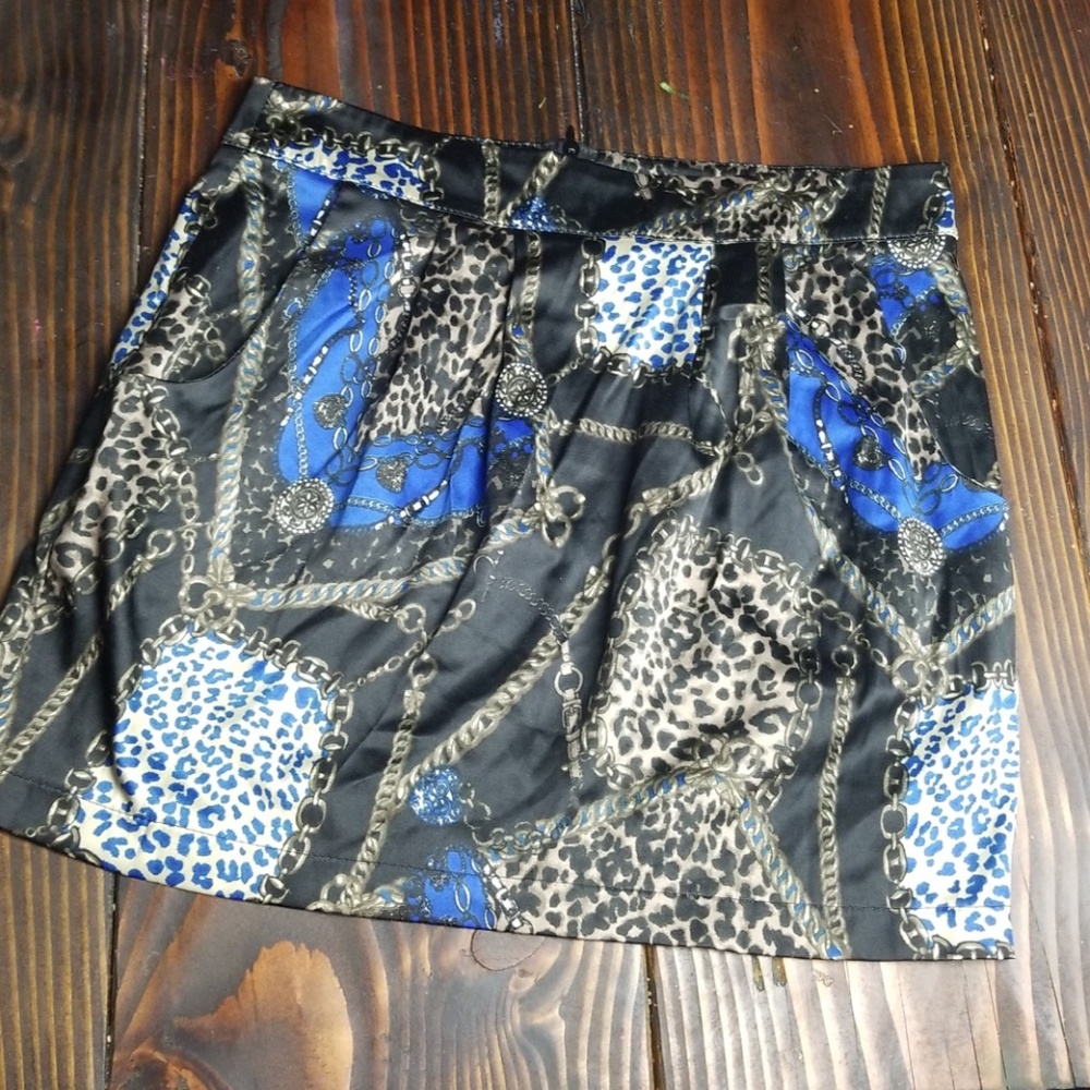 Estam Cheetah and Chains Mini Skirt